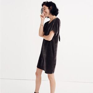 Madewell Velvet Bow-Back Tee Dress XS